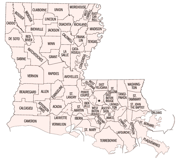 Map of Louisiana Parishes